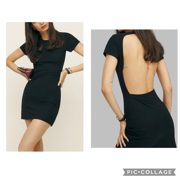 Reformation Knit mini Dress Black -Size M Retails $129.00 NWT-Christy - Picture 2 of 13